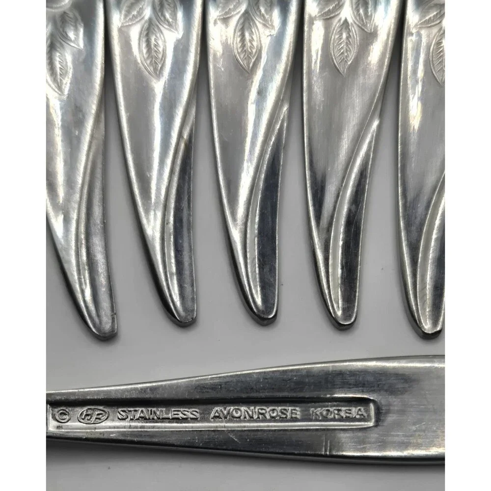 VTG HF Avon Rose Flatware Seafood Set Stainless Steel Silverware Floral Pattern